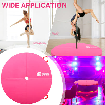 Professional Dance Pole Set with Pole Dance Mat Foldable Crash Mat, EPE Foam Round Padding, Silver Spinning Static Dancing Pole Kit Height Adjustable for Home, Gym, Yoga Exercise