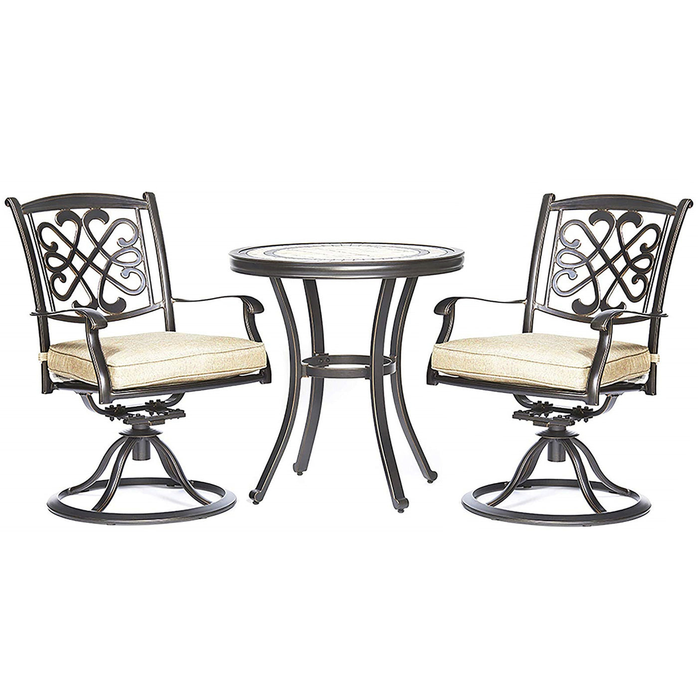 3 Piece Bistro Round Table Patio Glider Chairs Garden Backyard Outdoor Furniture