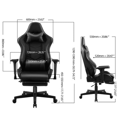 Ergonomic Office Computer Racing Gaming Chair with Bluetooth Speakers Footrest