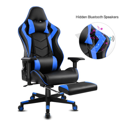 Ergonomic Office Computer Racing Gaming Chair with Bluetooth Speakers Footrest