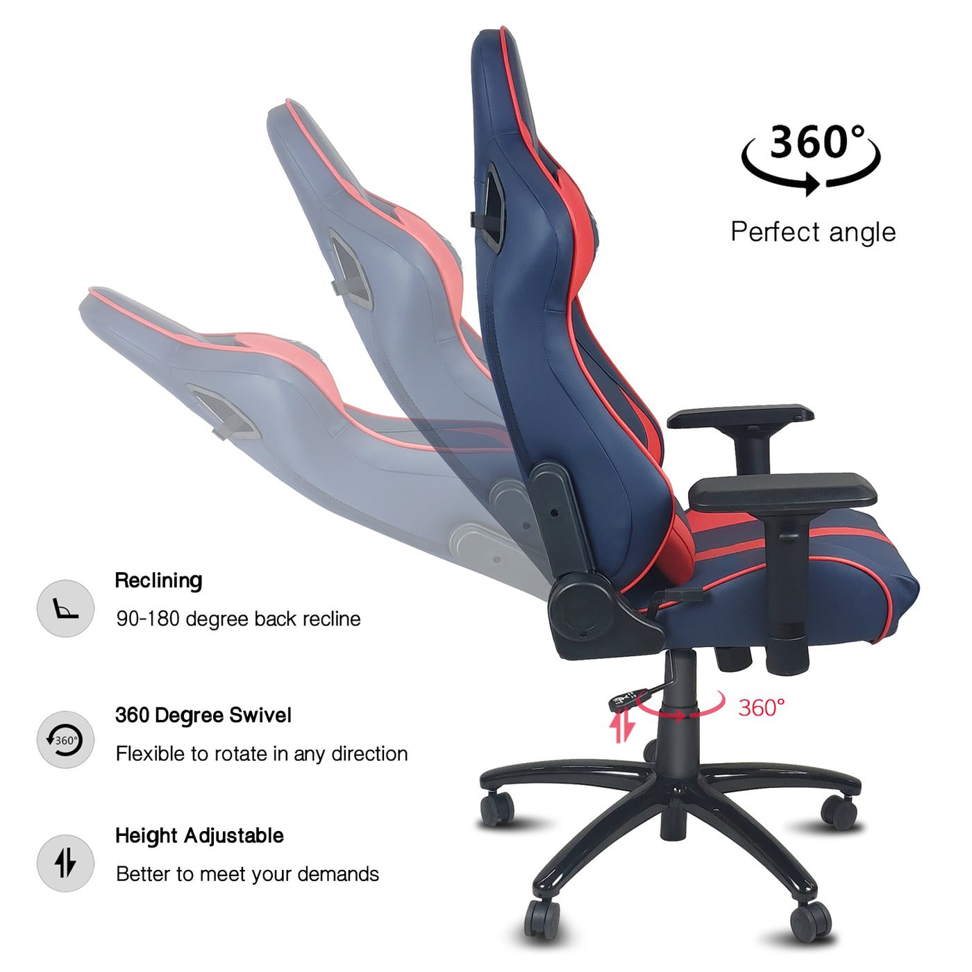 Leather Executive Office PC Desk High Back Ergonomic Swivel Racing Gaming Chair