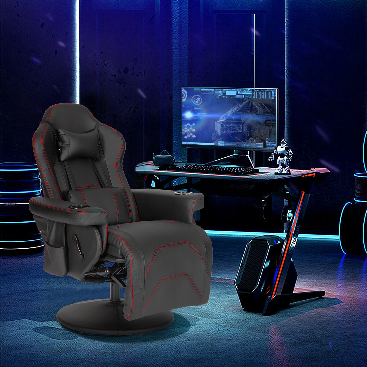 High Back Gaming Chair with Footrest Office Recliner Swivel Desk Chair