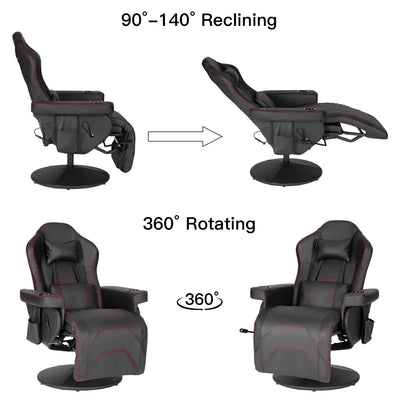 Ergonomic Gaming Chair Bluetooth Speakers Footrest Office Massage Swivel Chair