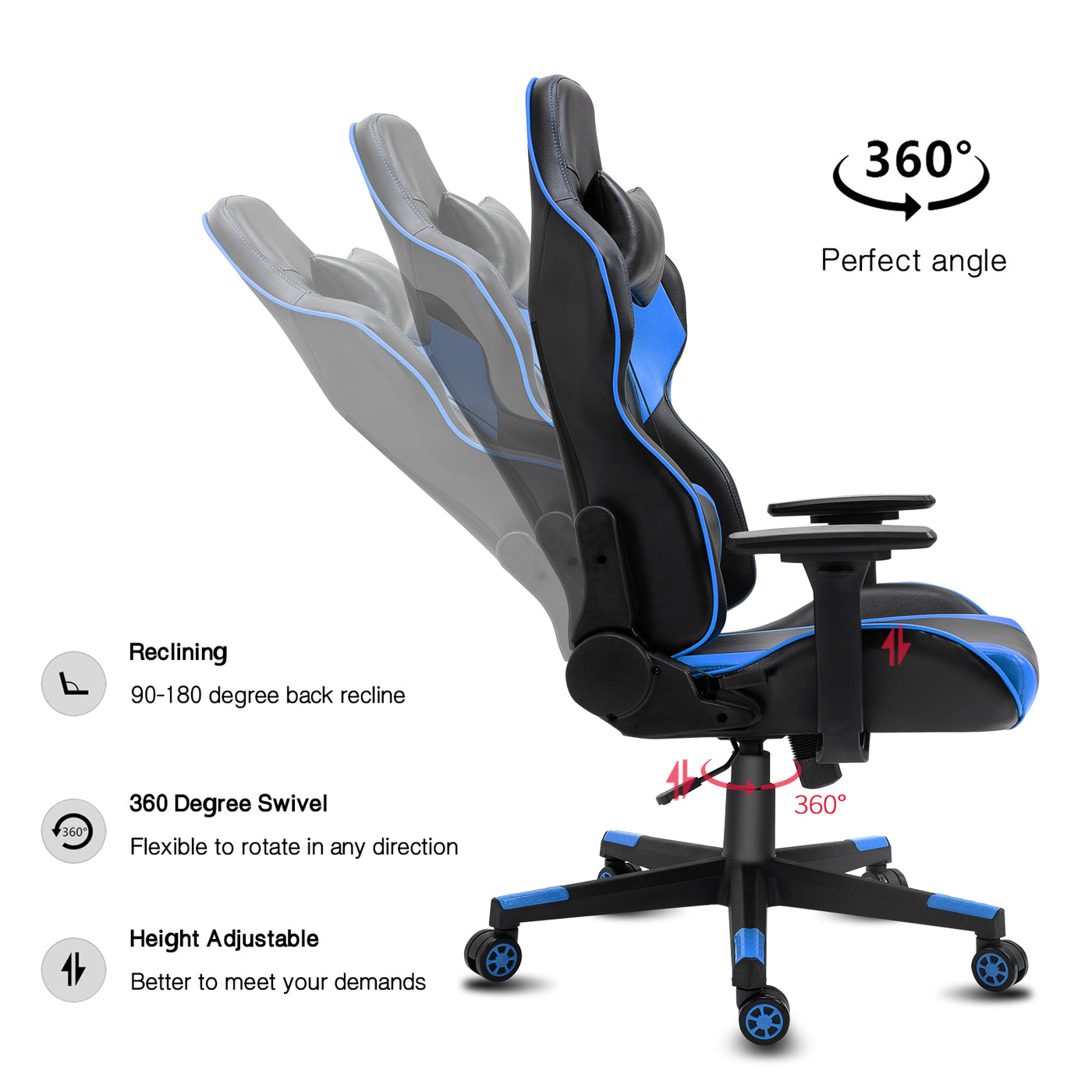 Racing Gaming Chairs Ergonomic Office Computer High Back Chairs Swivel Recliner