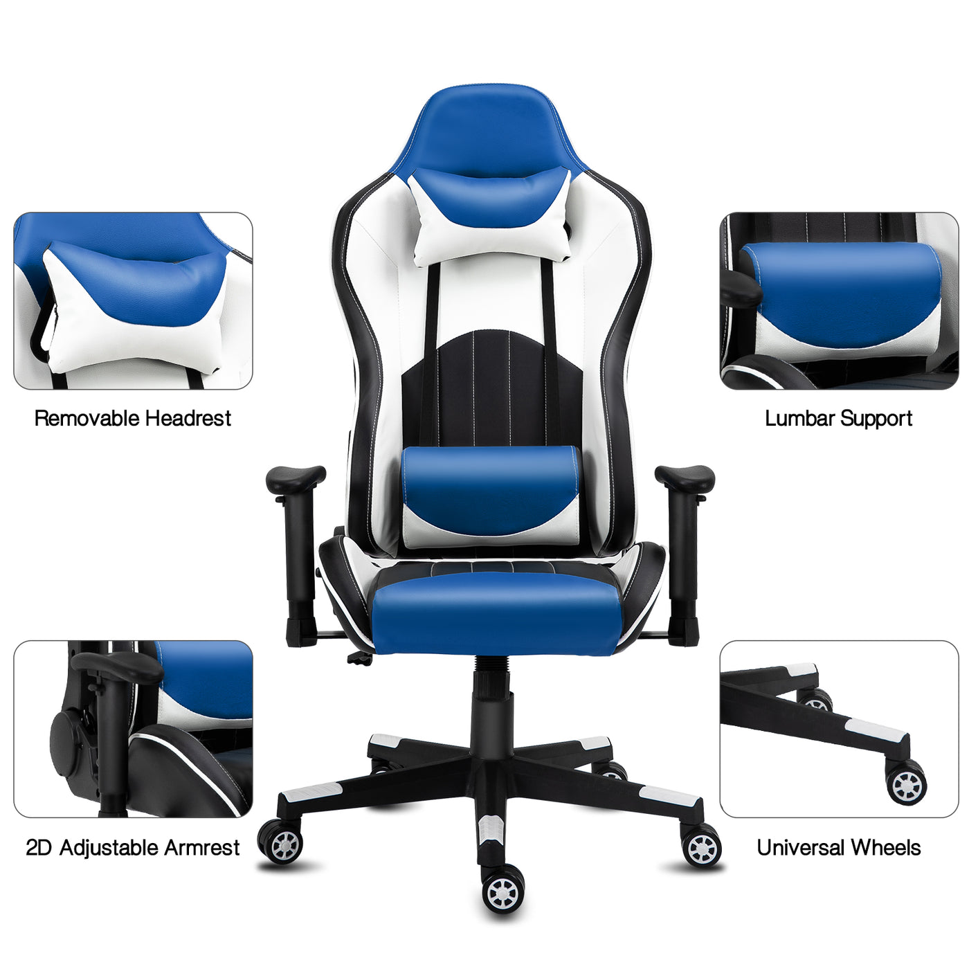 Recliner Gaming Chair High Back Swivel Ergonomic Office Desk Chair with Headrest