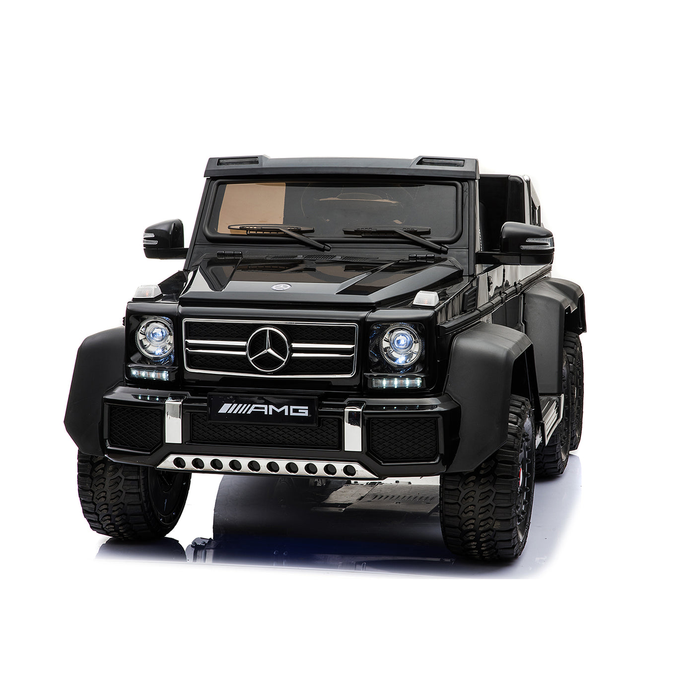 Licensed Mercedes Benz AMG G63 6x6 Electric Ride On Car for Kids with 2.4G Remote Control, 12V 6 Motors, Parent Seat, Openable Doors, Leather Seat, USB MP3 Player, LED bottom and Wheel Light -Black