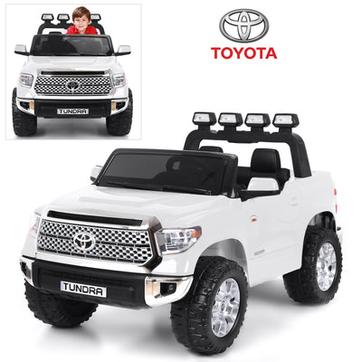 Electric Ride On Car with Remote Control for Kids, 12V Battery Powered Official Licensed TUNDRA Toddler Ride On Toy, Opening Doors, Musics, White