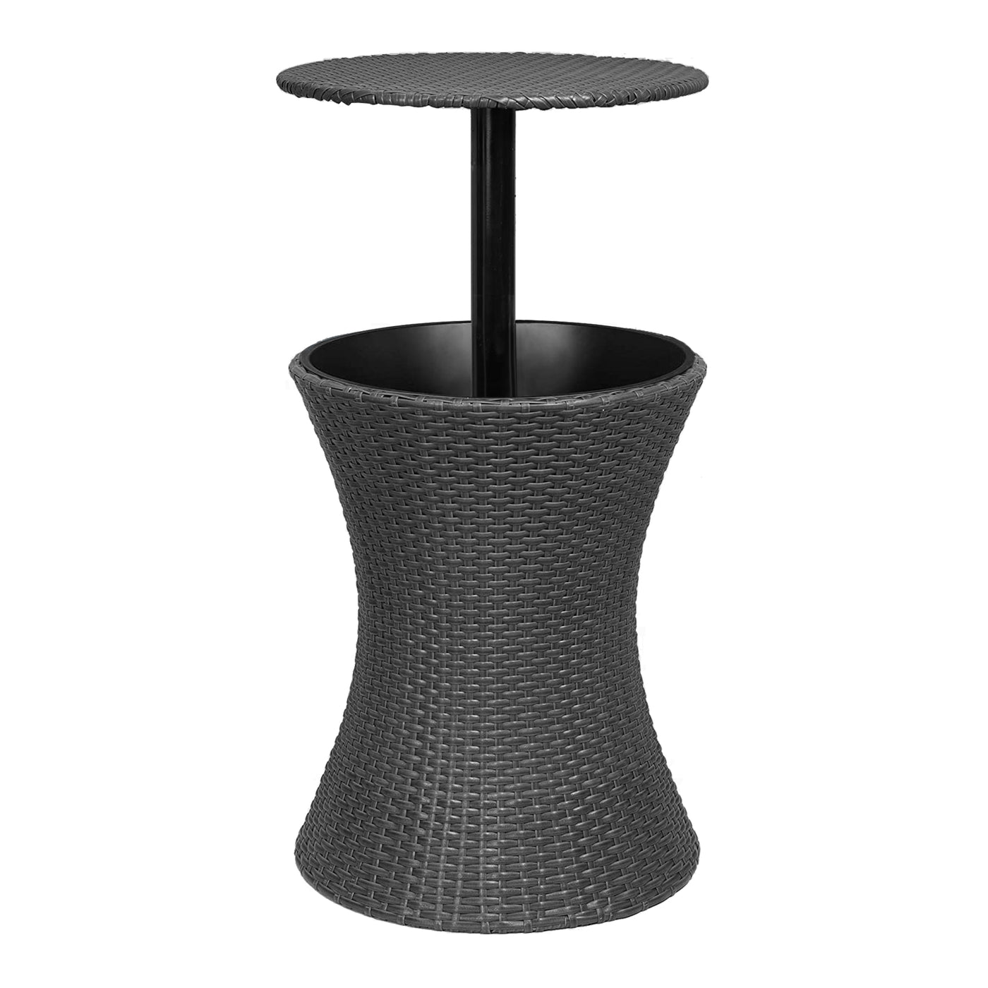 3 in 1 Patio Table Wicker Outdoor Furniture with Ice Bucket Adjustable Bar Table