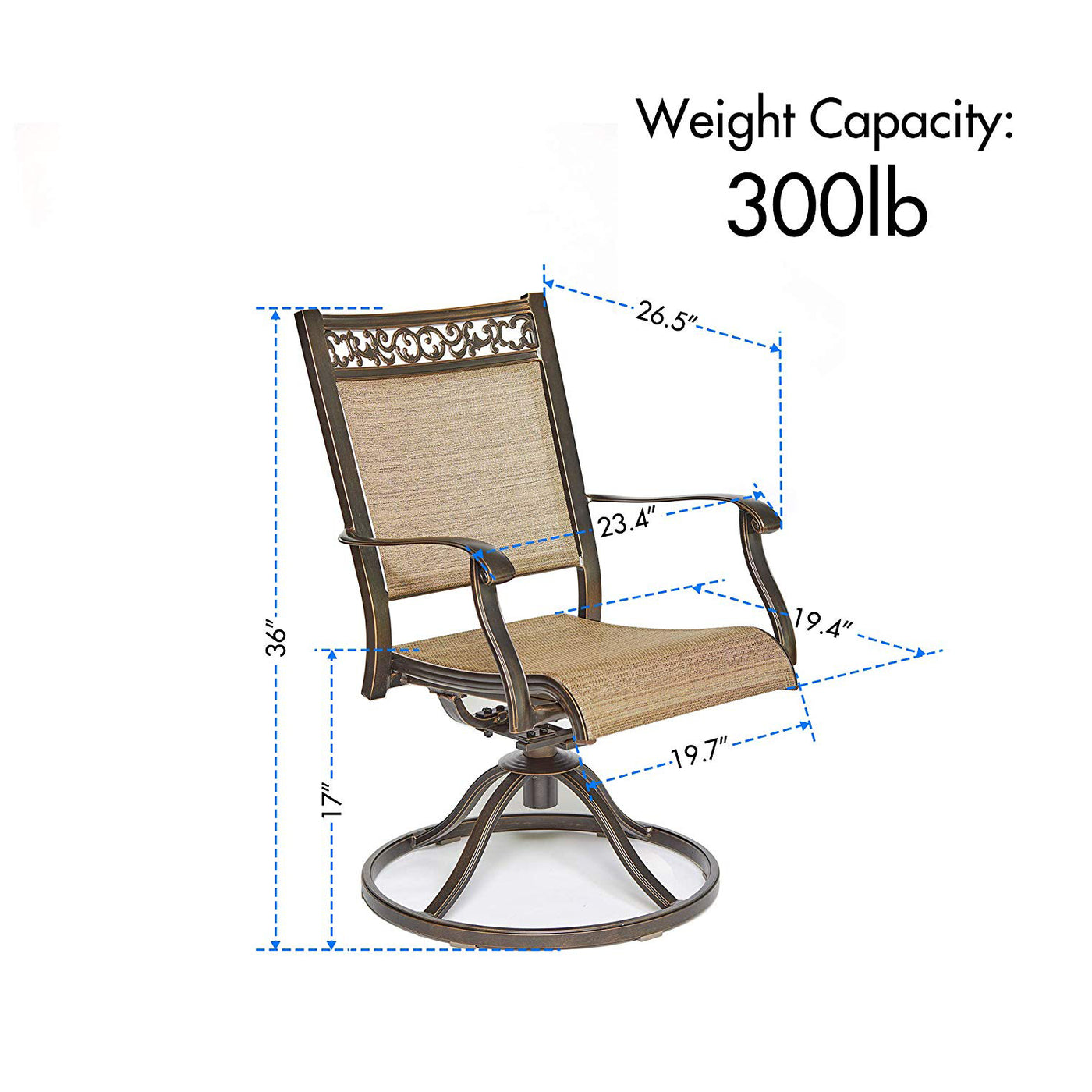 Outdoor 48" Round Dining Table with 2PCS Bistro Swivel Rocker Rotating Chairs