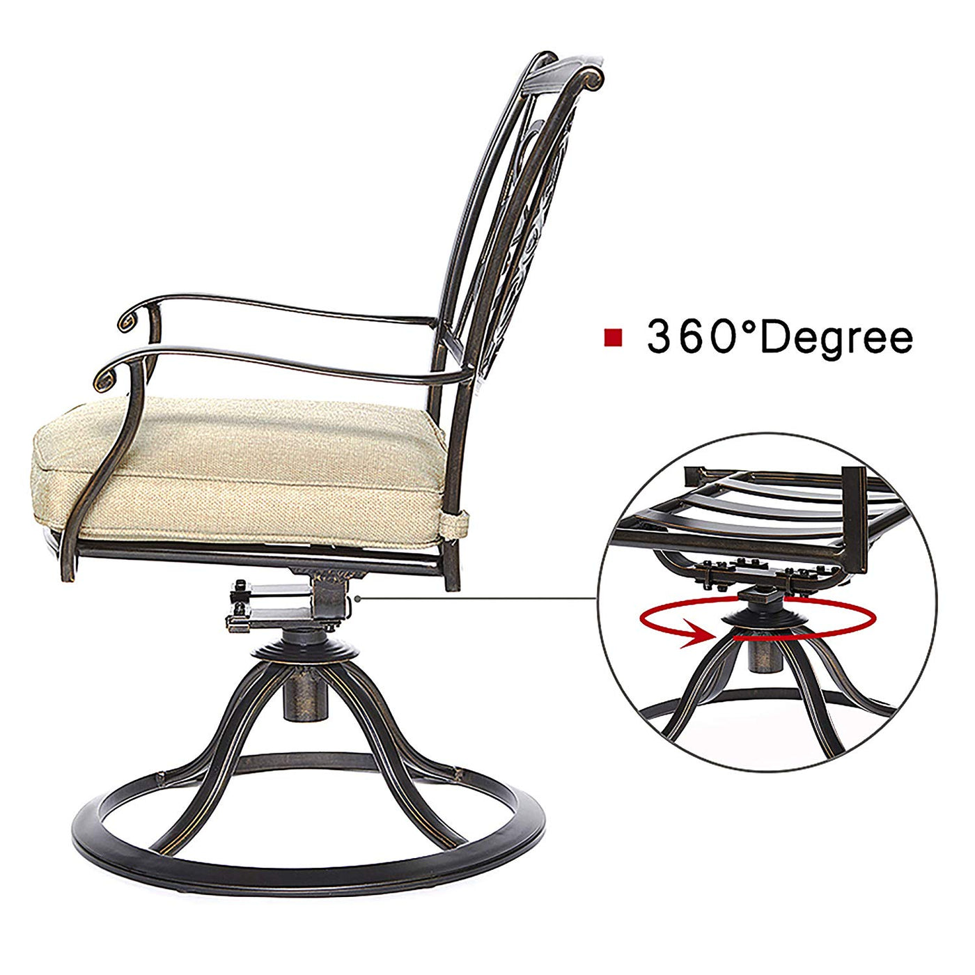 Rotating Aluminum Patio Glider Chairs Garden Backyard Outdoor Furniture Set of 2