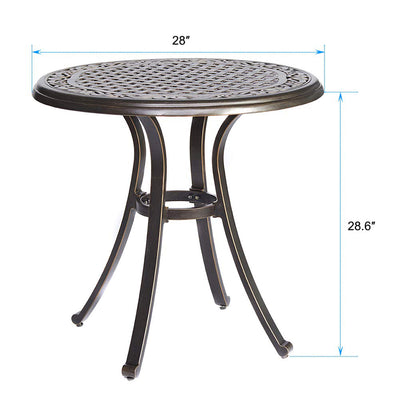 Bistro Table, Round Indoor and Outdoor Patio Dining Table 28" Dia x 28.6" Height