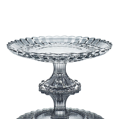 CrystalHouz Lead Free Crystal Plate with Stem Stand Glass Table Serving Dish