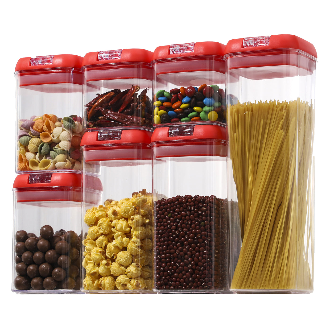 7pcs Food Storage Container with Lid Airtight Kitchen Plastic Canister BPA Free