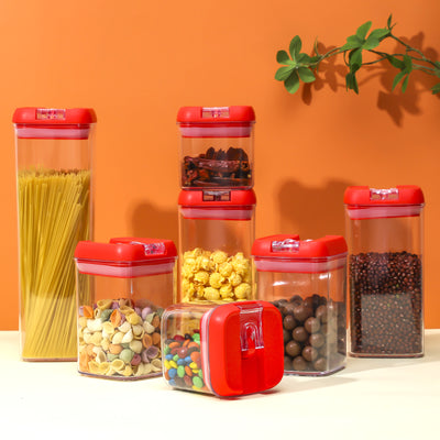 7pcs Food Storage Container with Lid Airtight Kitchen Plastic Canister BPA Free