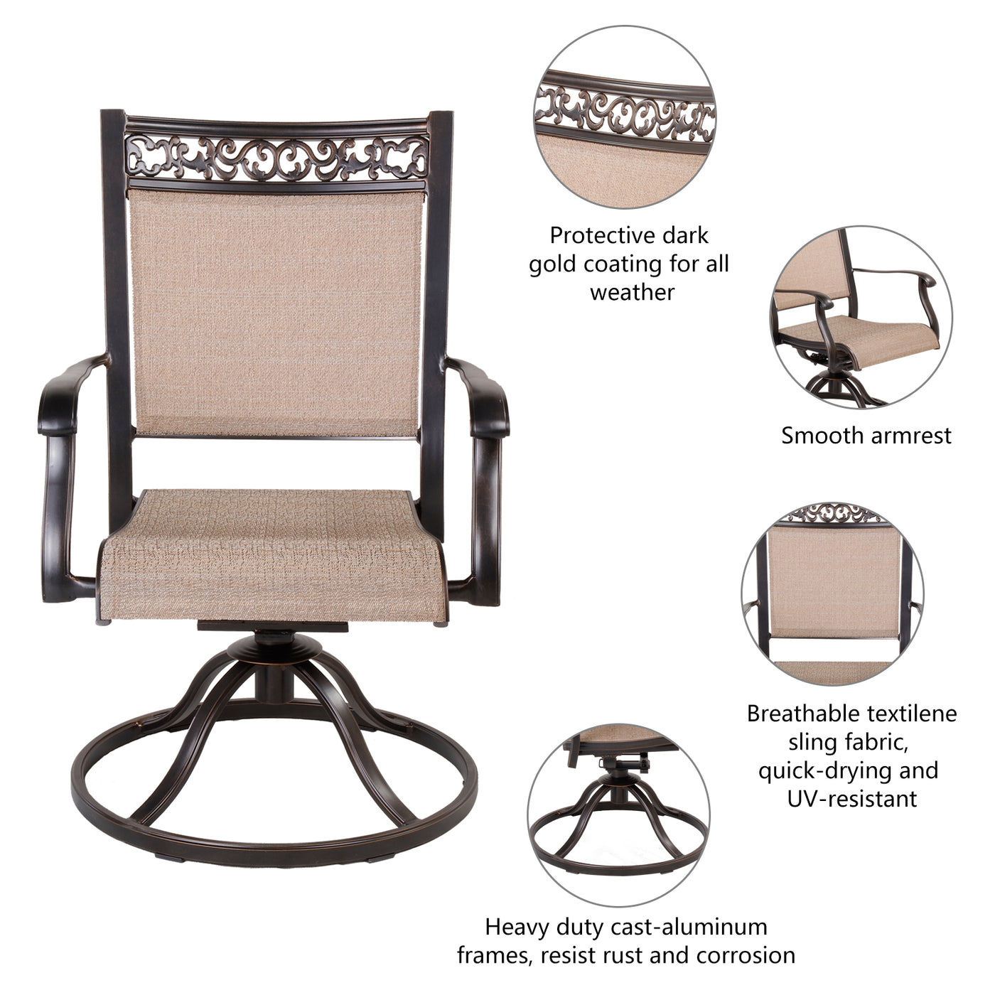 Set of 2 Bistro Swivel Rocker Rotating Chairs Outdoor Patio Garden Furniture