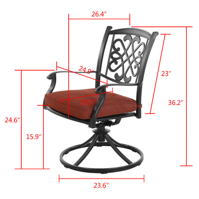 2PCS Patio Swivel Aluminum Chairs Outdoor Rocker Chair with Deep Seat Cushions