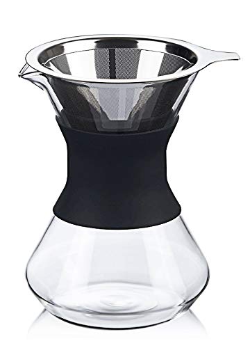 Pour Over Coffee Maker with Dripper Filter 17 Ounce/ 500ml Glass Coffee Brewer Lead Free