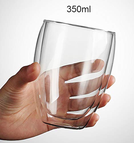 Double Wall Glass Tumbler Crystal Drinking Cups Lead Free Set of 2