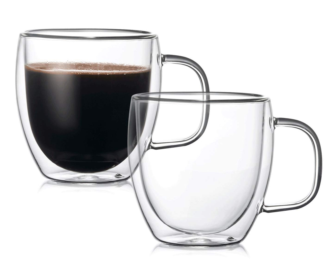 Glass Coffee Mugs Double Wall Crystal Water Tea Cups Tumbler Lead Free Set of 2