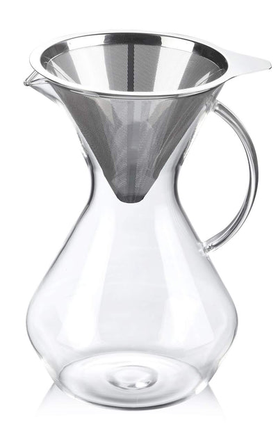 Glass Coffee Maker Pour Over 34oz with Coffee Dripper Filter Lead Free