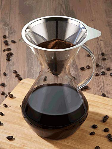 Glass Coffee Maker Pour Over with Coffee Dripper Filter Lead Free