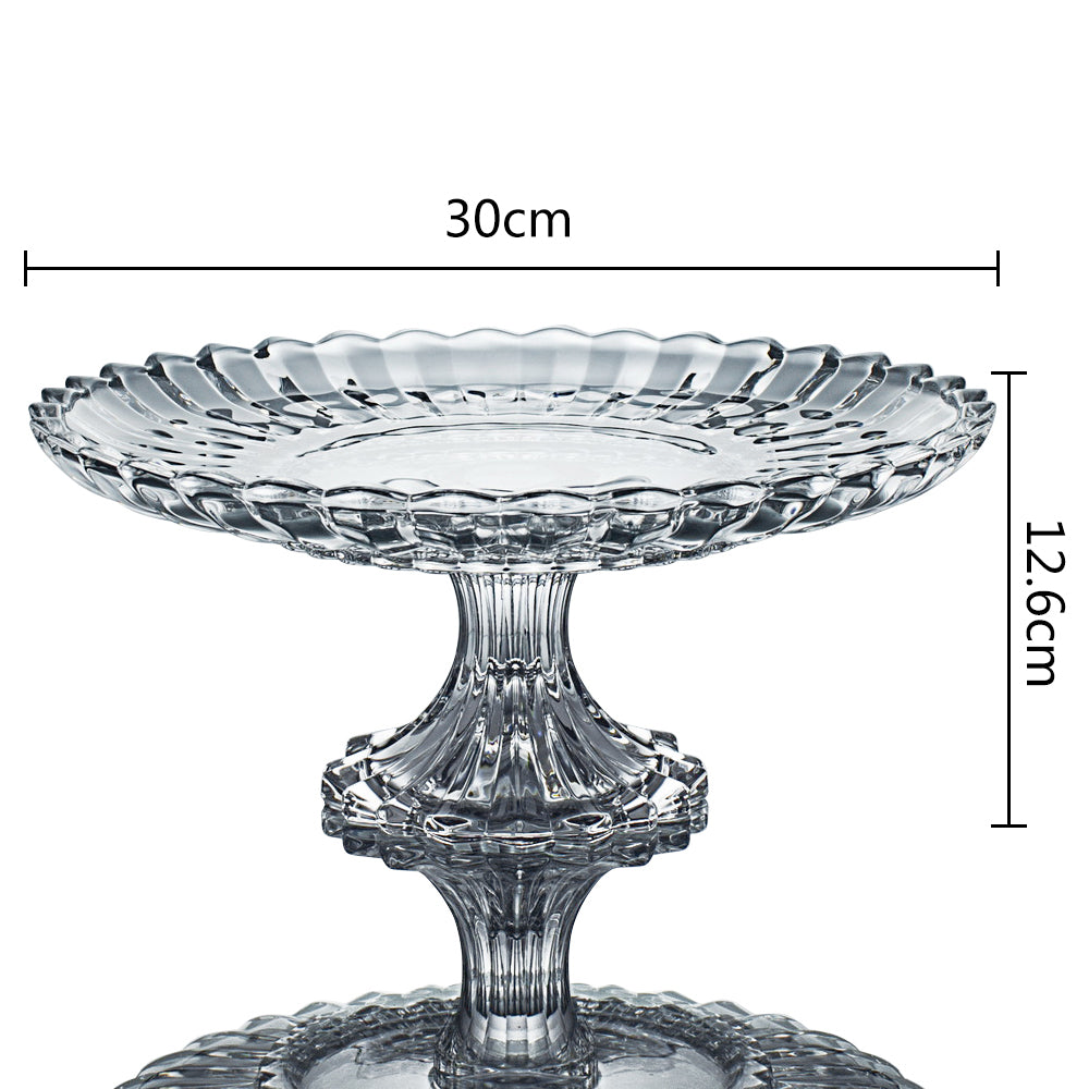 CrystalHouz Lead Free Crystal Plate with Stem Stand Glass Table Serving Dish