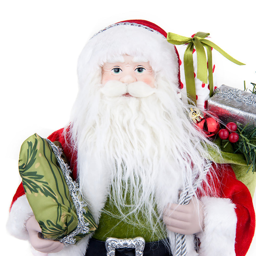 10 Inch Tall Santa Décor for Table Top, Under Tree Decoration Hand Made