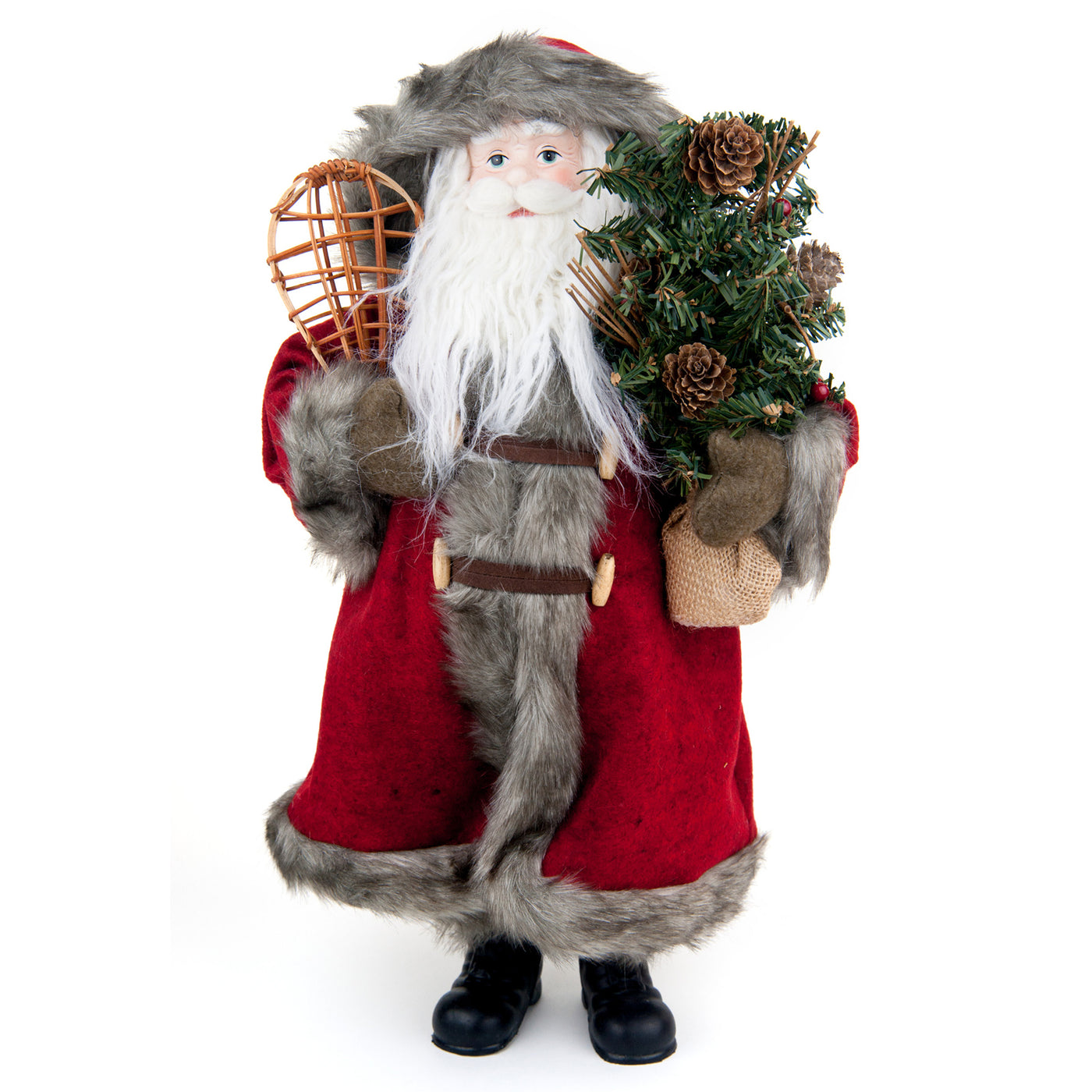 Christmas Santa Décor Minky Soft Fur Santa Claus Standing Figurine Figure Decor