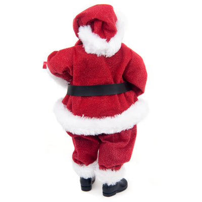 Red Standing Santa Claus with Gift Christmas Figurine Soft Fur Santa Claus