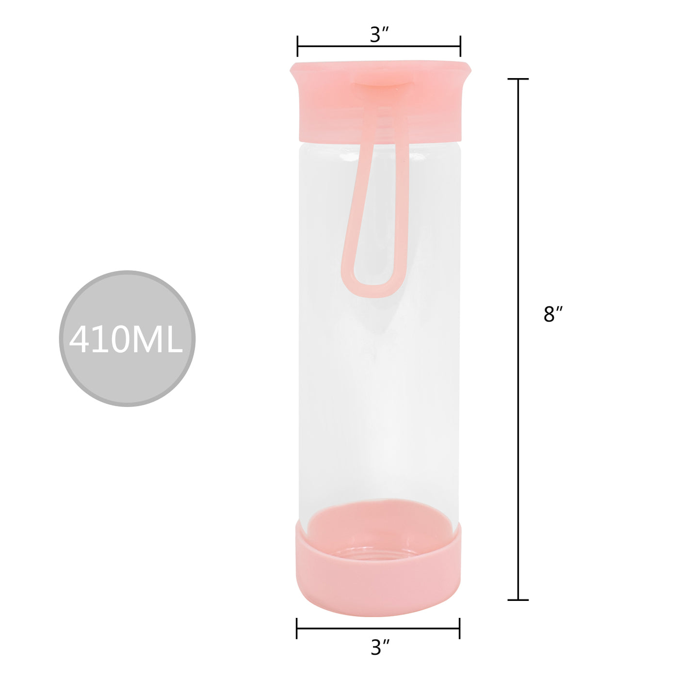 Clear Water Bottle 14oz / 410ml Wide Mouth Glass Bottles with Lids for Juicing