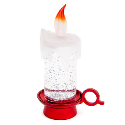 Christmas LED Candle with Red Holder, Flameless Décor, Color Changing LED