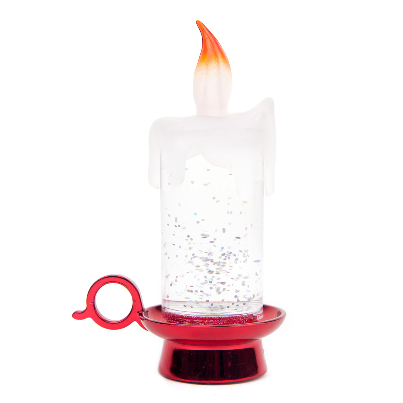 Christmas LED Candle with Red Holder, Flameless Décor, Color Changing LED