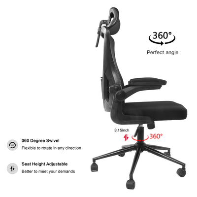 Ergonomic Adjustable Computer Task Chair Swivel Breathable High Back Mesh Chair
