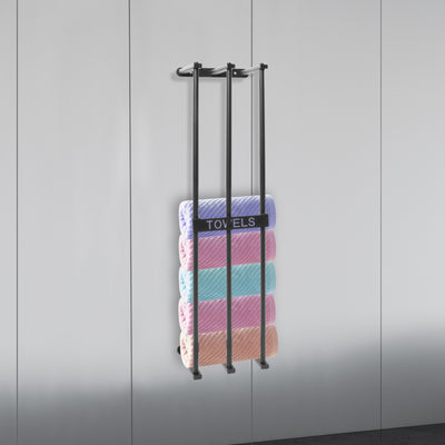 Bathroom Wall Towel Rack for Rolled Towels, New Upgrade 3 Bar Towel Racks Holder for Folded Large Towel Washcloths
