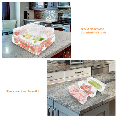 10 PCS Refrigerator Organizer Bins Food Containers with Various Size Storage Bin