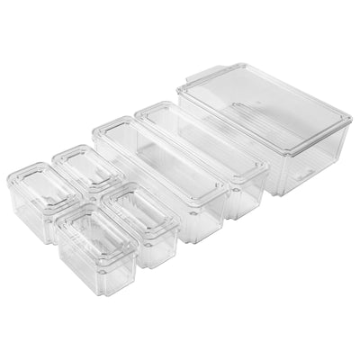 7 PCS Refrigerator Organizer Bins Food Containers with Various Size Storage Bins