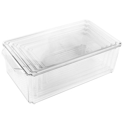 Pack of 4 Refrigerator Organizer Bins with Lids Stackable Food Storage Container