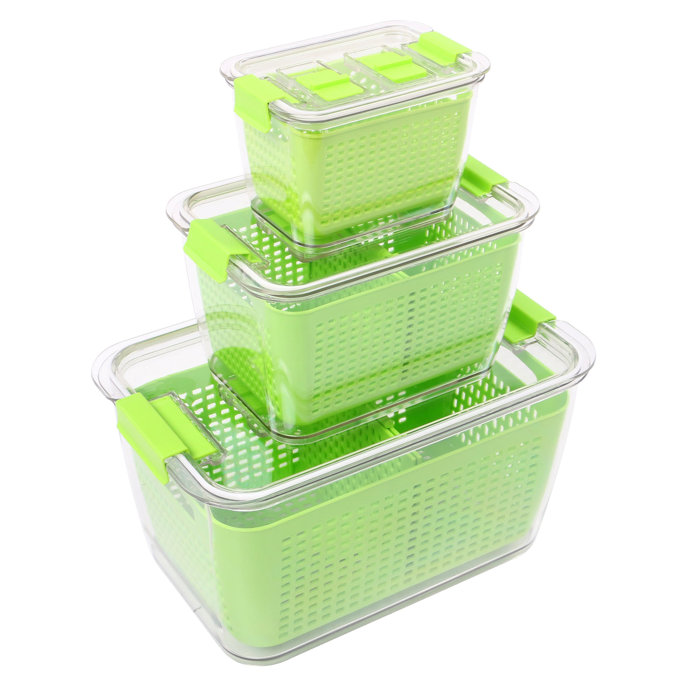 3PCS Refrigerator Produce Saver Storage Container Fresh Keeper with Air Vent