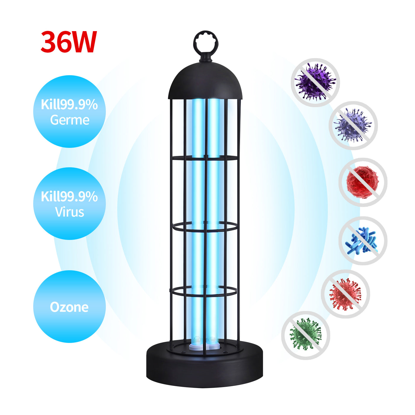 UV Germicidaltable Lamp, Ultraviolet Light Lamp with Remote Control for Home