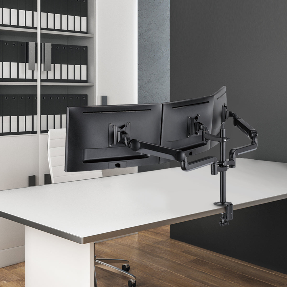 Swivel Triple Monitor Arm with Adjustable Gas Spring Monitor Desk Moun ...