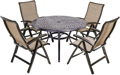 Outdoor Patio Garden Furniture 48" Round Table with Folding Chairs Set of 5