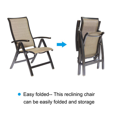 Outdoor 3 Piece Conversation Set of Folding Chairs and Patio Chat Table