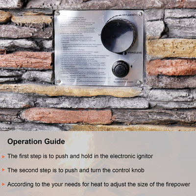 20" Patio Realistic Faux Ledgestone Panel Propane Fire Pit Table Set w/ 2 Chairs