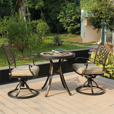 3 Piece Bistro Round Table Patio Glider Chairs Garden Backyard Outdoor Furniture