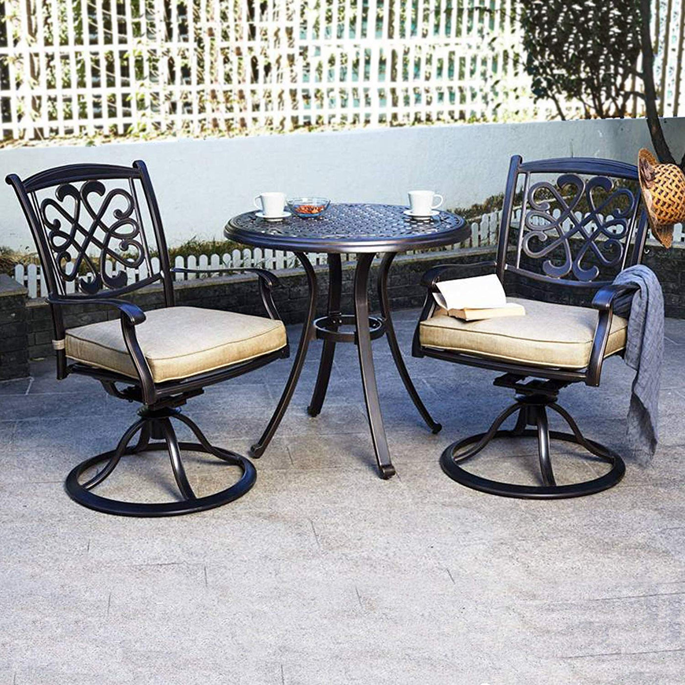 Bistro Table Chairs Aluminum Dining Table Glider Chairs Patio Furniture Set of 3