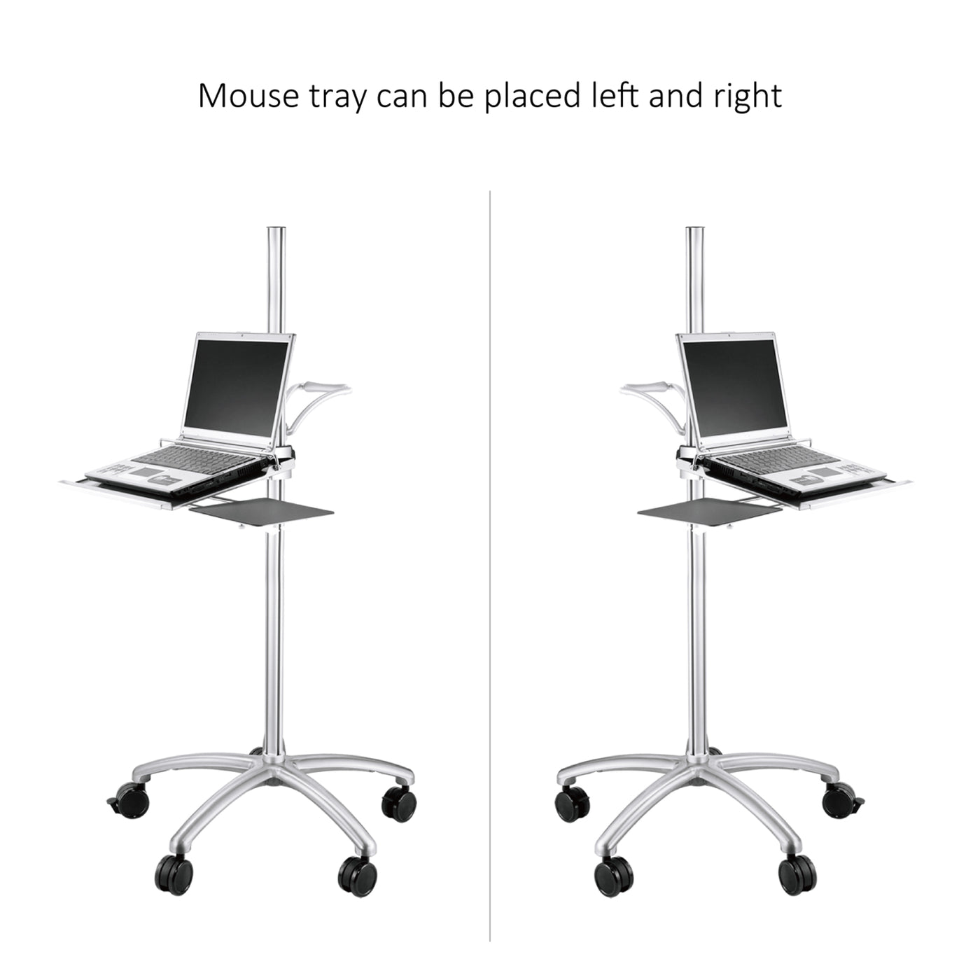 Mobile Laptop Workstation Height Adjustable Rolling Tabletop Mouse Pad Included