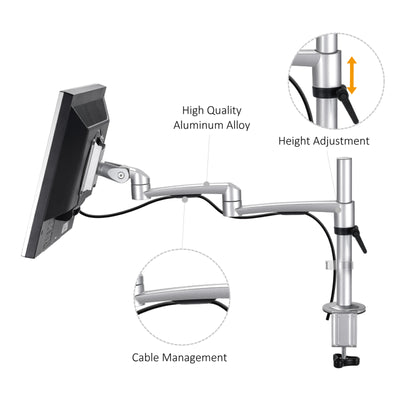 Swivel Single Monitor Arm Height Adjustable Ergonomic Desk  Mount Stand