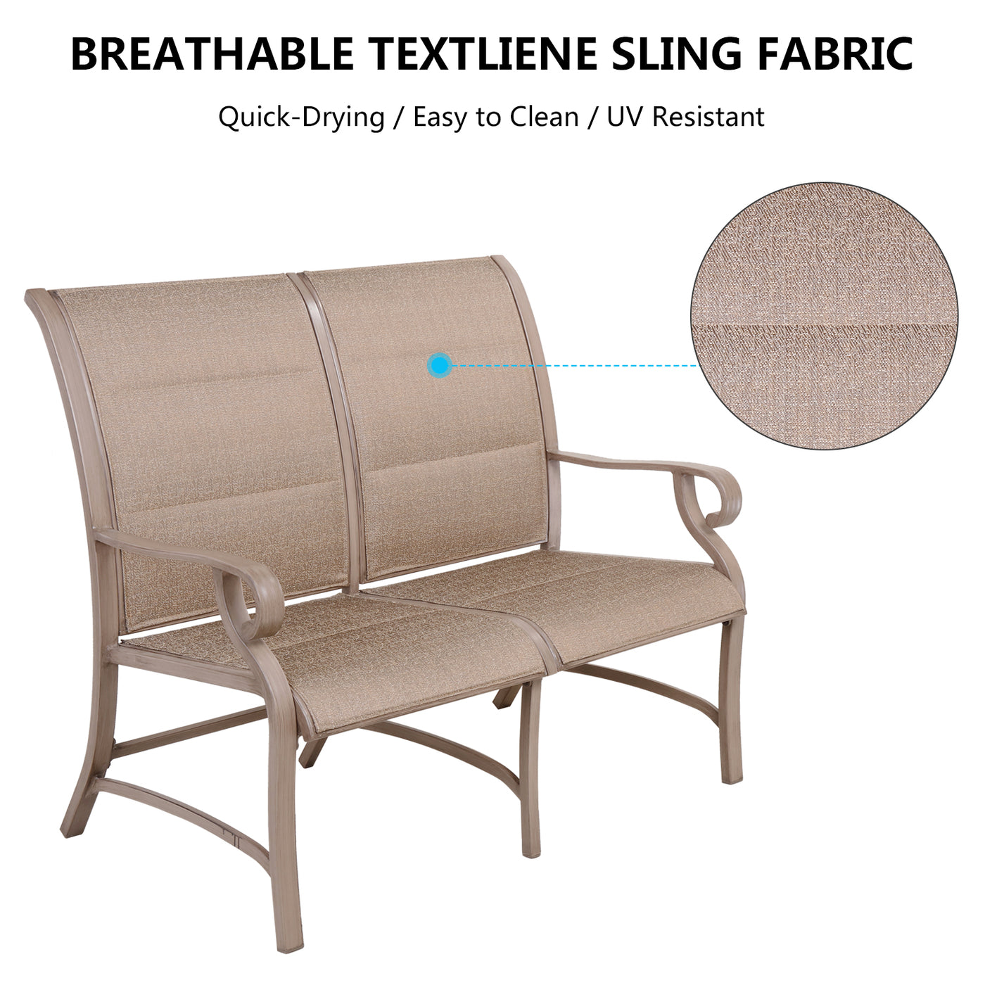 Patio Double Chair, Outdoor Furniture Garden Backyard Quick-Drying Chair