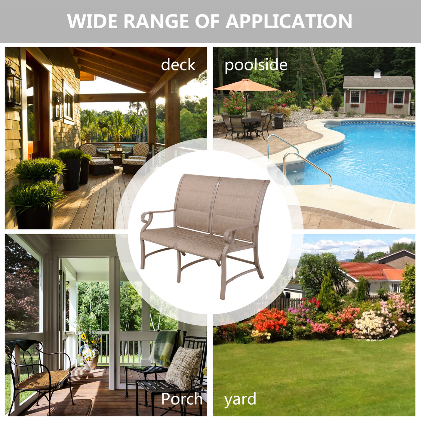 Patio Double Chair, Outdoor Furniture Garden Backyard Quick-Drying Chair