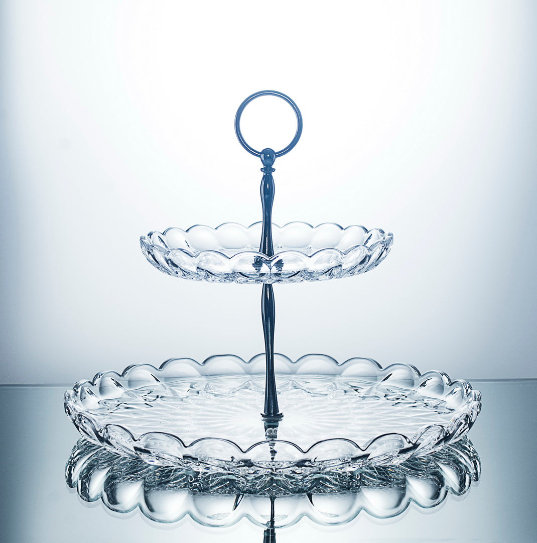 Crystal Cake Stand 2-Tier Wedding Party Cupcake Dessert Snack Display Tower